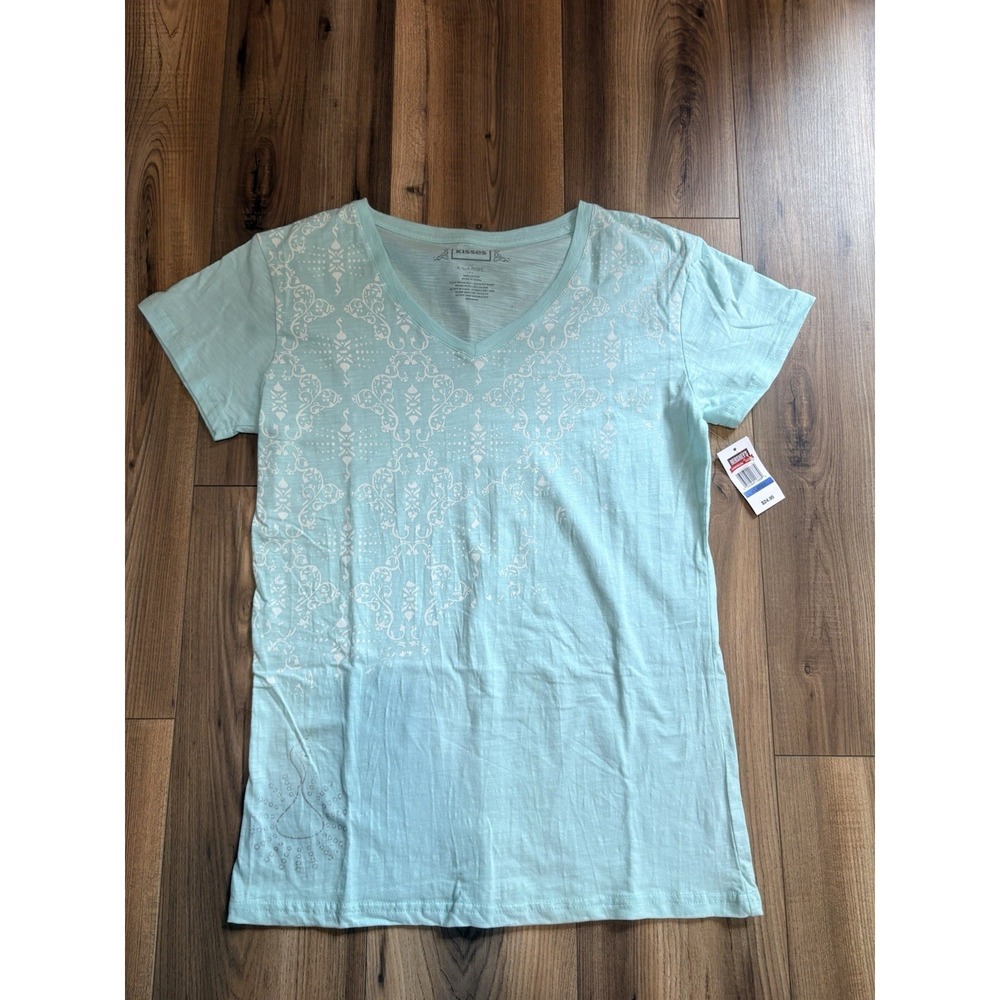 Hershey Chocolate Kisses Women's V-neck T-shirt Mint Green XL NWT Hersheypark